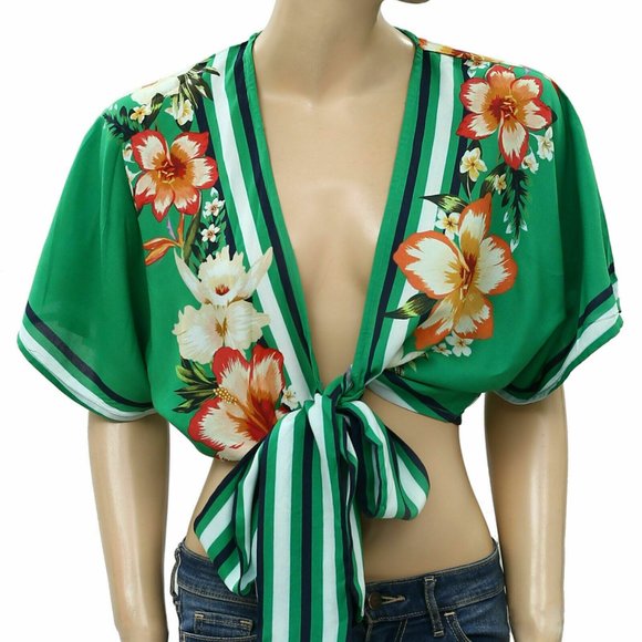 Farm Rio Anthropologie Banana Knot Cropped Top M - Picture 6 of 8